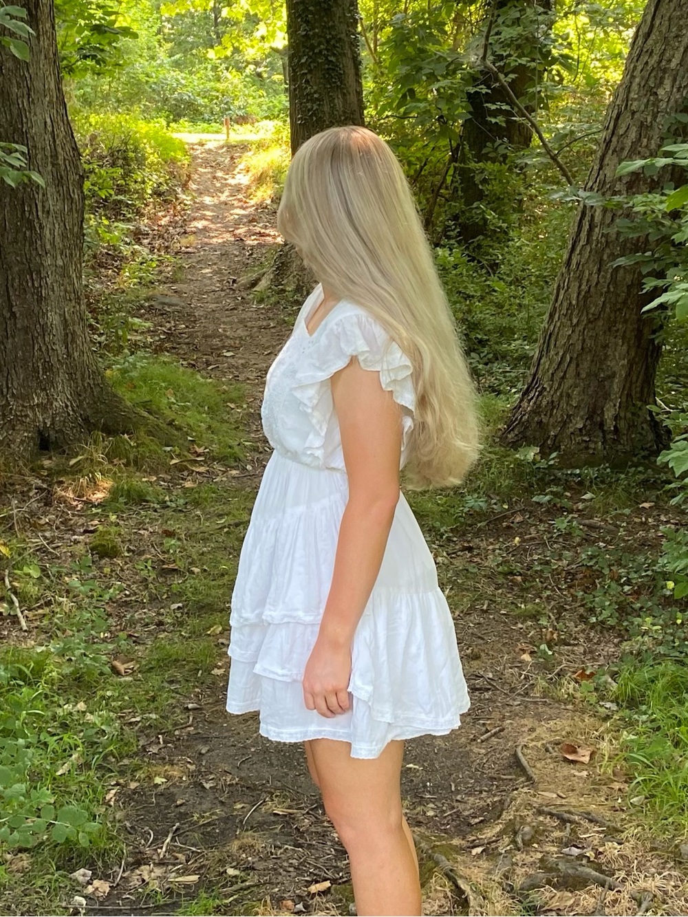 White Eyelet Tiered Mini Dress by C&CO